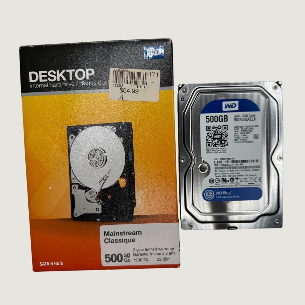 WD Blue 500GB Desktop Internal Hard Drive 7200 RPM SATA 6Gb/s 32MB WD5000AZLX